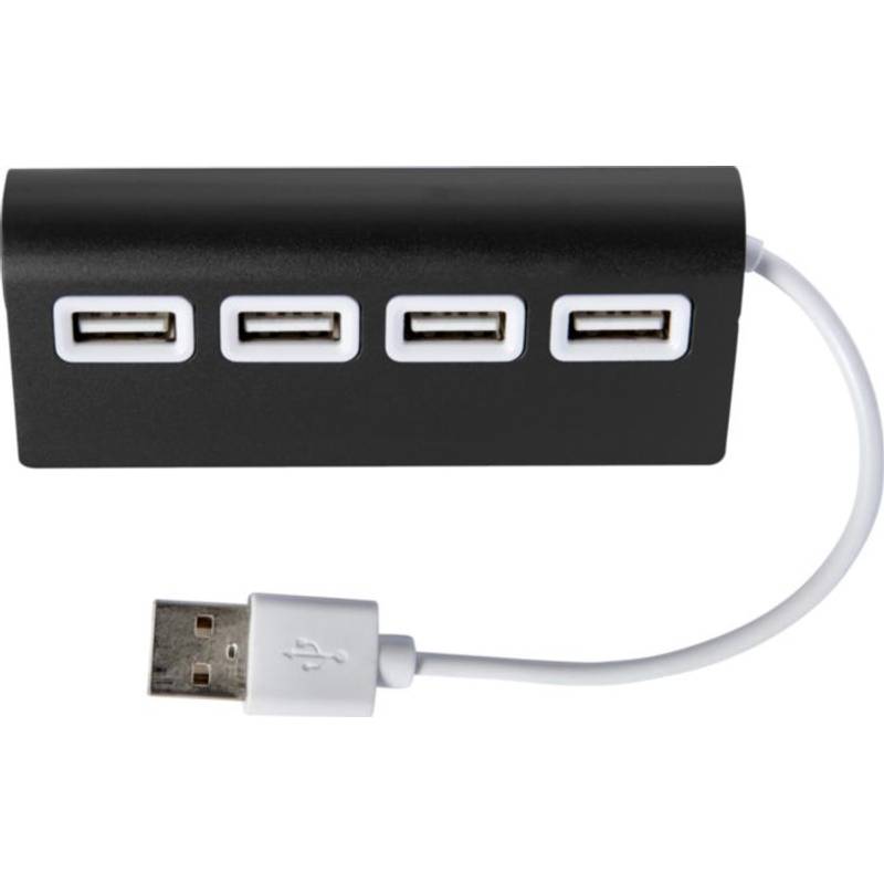 Hliníkový USB rozbočovač se 4 porty, černá Hliníkový USB rozbočovač se 4 porty, černá