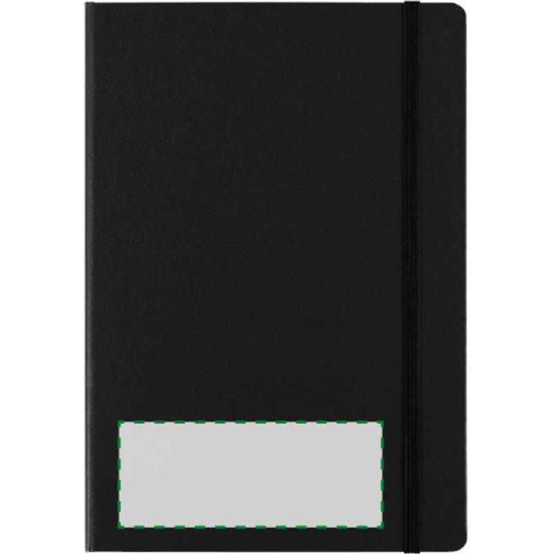 Linkovaný zápisník A5 se záložkou a gumičkou, černý Linkovaný zápisník A5 se záložkou a gumičkou, černý