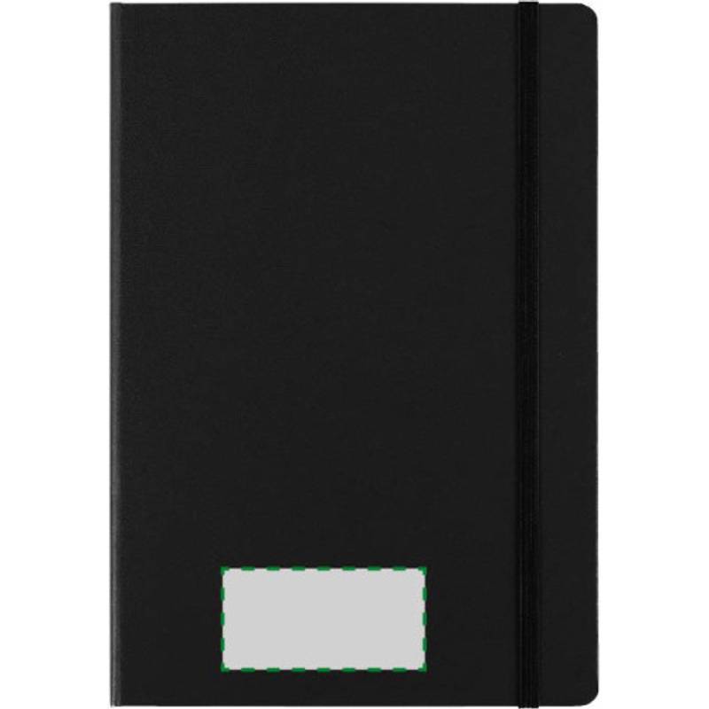Linkovaný zápisník A5 se záložkou a gumičkou, černý Linkovaný zápisník A5 se záložkou a gumičkou, černý