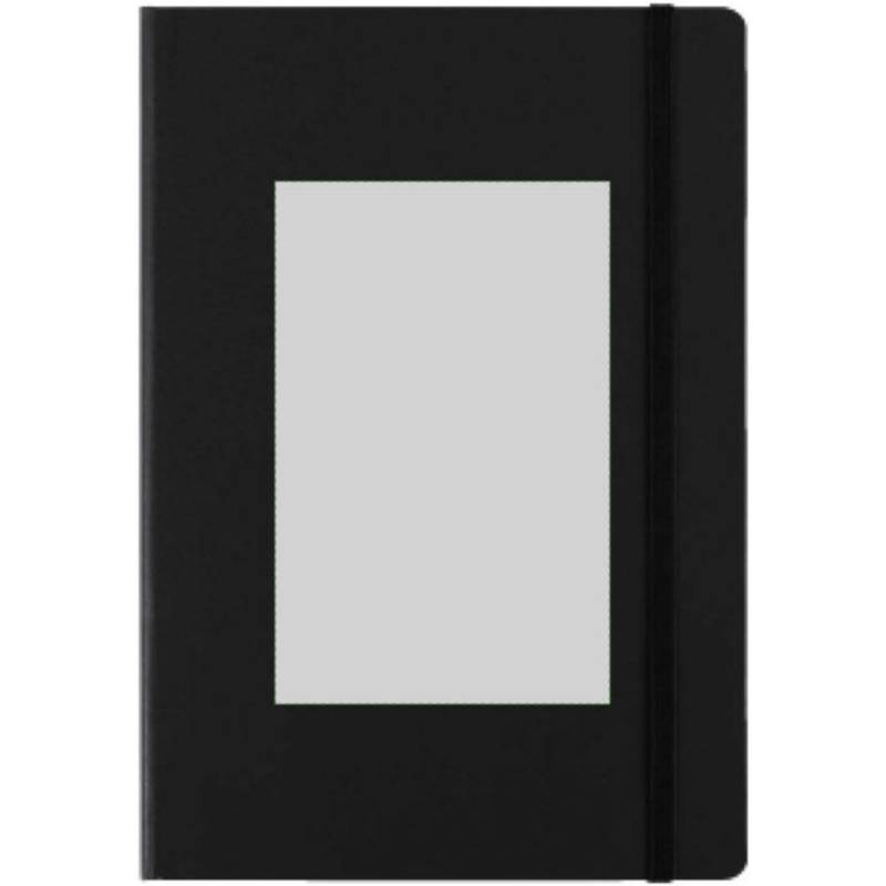 Linkovaný zápisník A5 se záložkou a gumičkou, černý Linkovaný zápisník A5 se záložkou a gumičkou, černý