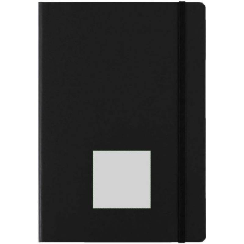 Linkovaný zápisník A5 se záložkou a gumičkou, černý Linkovaný zápisník A5 se záložkou a gumičkou, černý