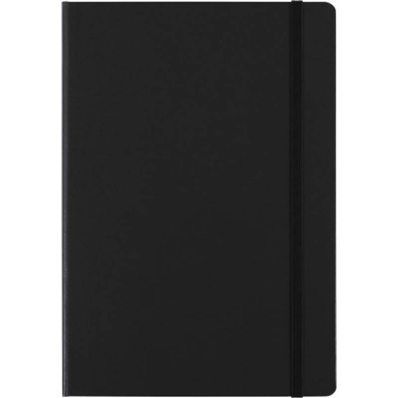 Linkovaný zápisník A5 se záložkou a gumičkou, černý Linkovaný zápisník A5 se záložkou a gumičkou, černý