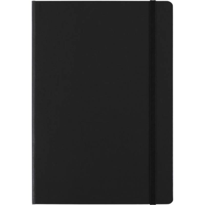 Linkovaný zápisník A5 se záložkou a gumičkou, černý Linkovaný zápisník A5 se záložkou a gumičkou, černý