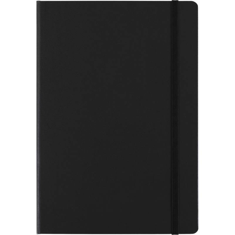 Linkovaný zápisník A5 se záložkou a gumičkou, černý Linkovaný zápisník A5 se záložkou a gumičkou, černý