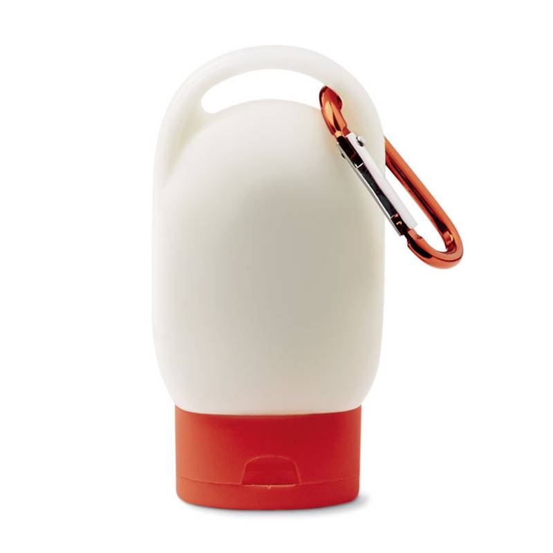 Opalovací krém 30 ml s karabinou, SPF 30, červená Opalovací krém 30 ml s karabinou, SPF 30, červená