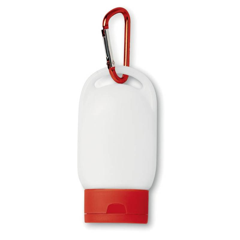 Opalovací krém 30 ml s karabinou, SPF 30, červená Opalovací krém 30 ml s karabinou, SPF 30, červená