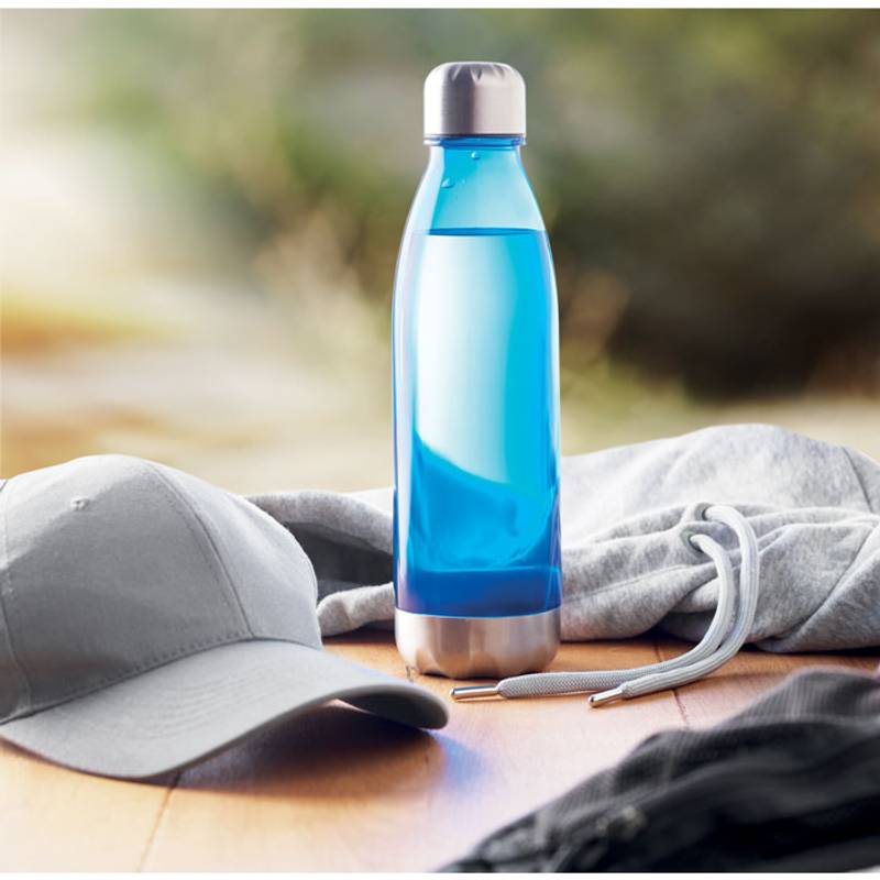 Láhev na pití, kovový víčko a spodní část, 600 ml, modrá Láhev na pití, kovový víčko a spodní část, 600 ml, modrá