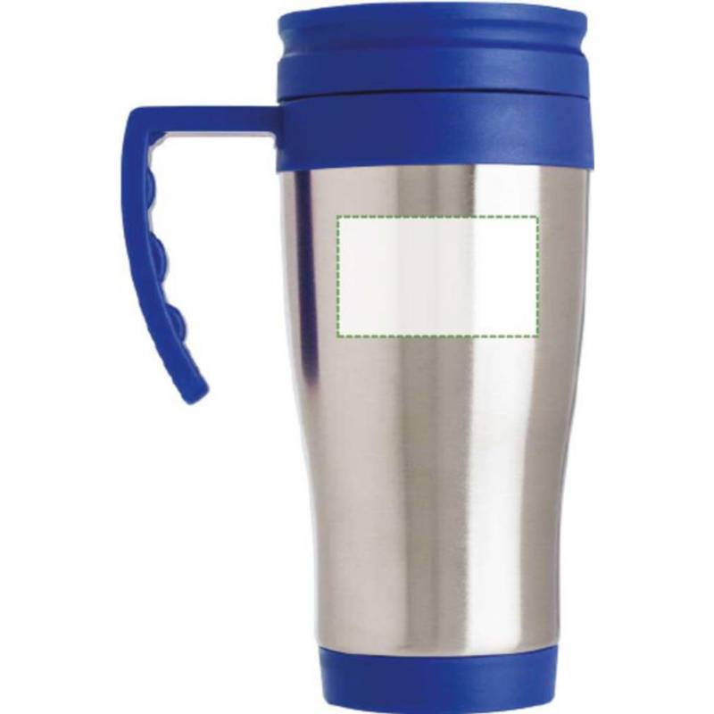 DARKEN kovový cestovní hrnek, plastové ucho a víčko, 420 ml, modrá DARKEN kovový cestovní hrnek, plastové ucho a víčko, 420 ml, modrá