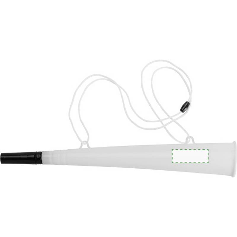 Plastová fandiaca trúbka so šnúrkou, biela Plastová fandiaca trúbka so šnúrkou, biela