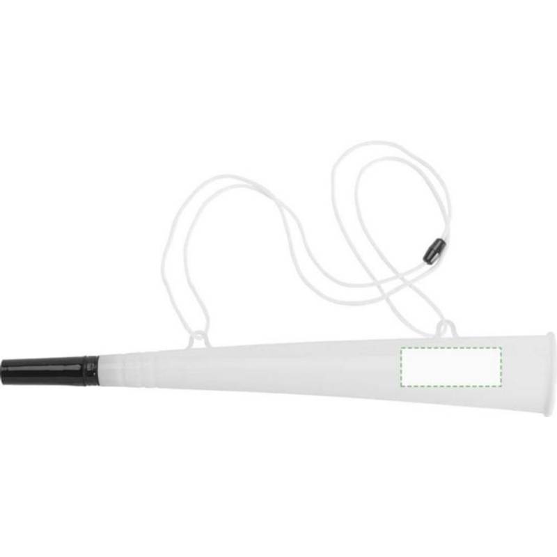 Plastová fandiaca trúbka so šnúrkou, biela Plastová fandiaca trúbka so šnúrkou, biela