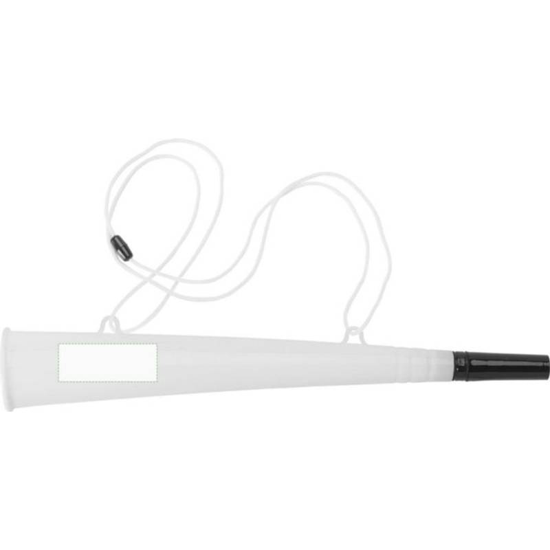 Plastová fandiaca trúbka so šnúrkou, biela Plastová fandiaca trúbka so šnúrkou, biela