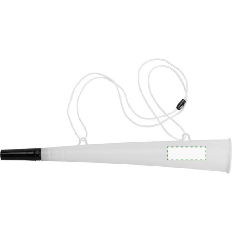 Plastová fandiaca trúbka so šnúrkou, biela Plastová fandiaca trúbka so šnúrkou, biela