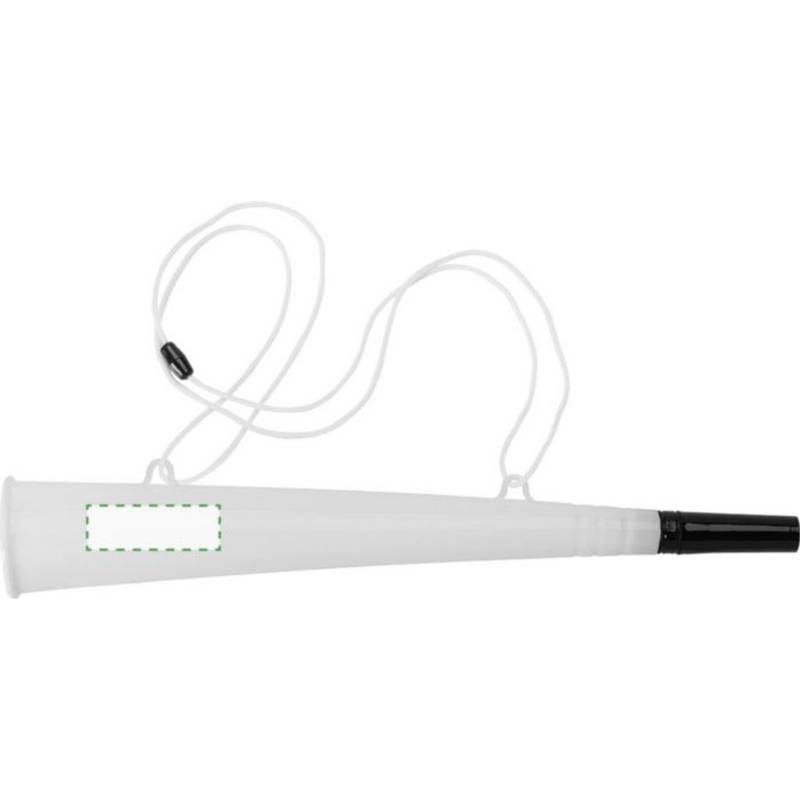 Plastová fandiaca trúbka so šnúrkou, biela Plastová fandiaca trúbka so šnúrkou, biela