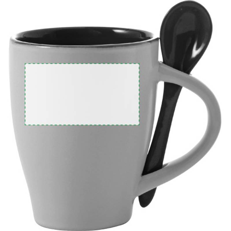 BRUNIT keramický hrnek s lžičkou v oušku, bílá a modrá BRUNIT keramický hrnek s lžičkou v oušku, bílá a modrá