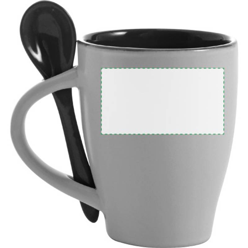 BRUNIT keramický hrnek s lžičkou v oušku, bílá a modrá BRUNIT keramický hrnek s lžičkou v oušku, bílá a modrá