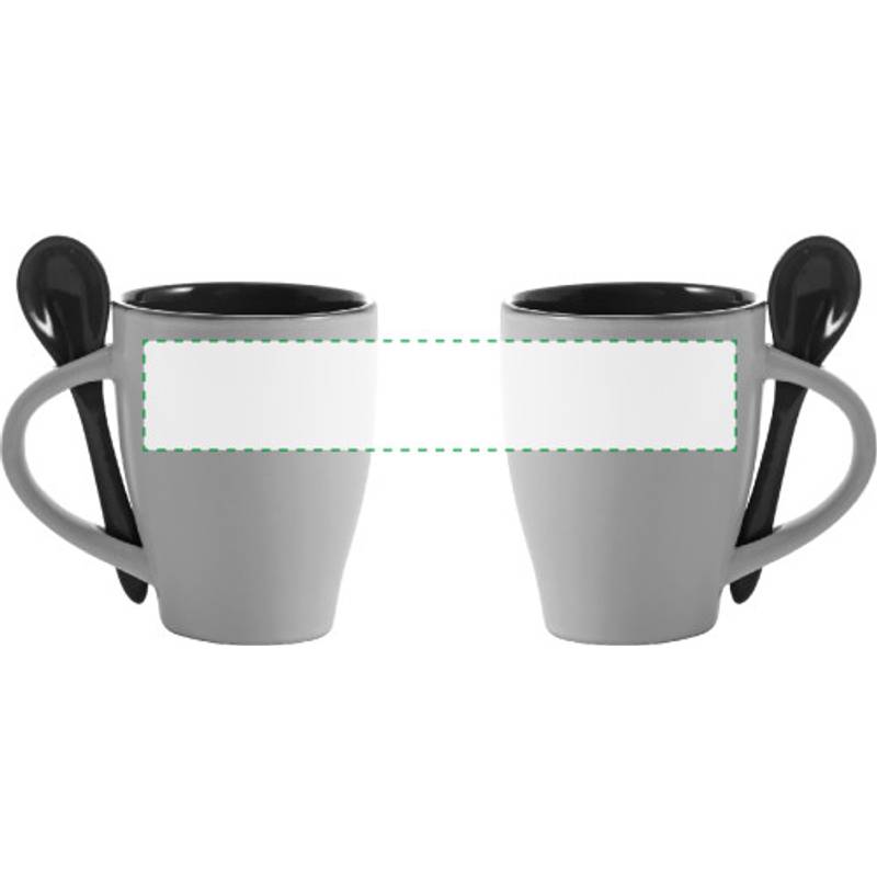 BRUNIT keramický hrnek s lžičkou v oušku, bílá a modrá BRUNIT keramický hrnek s lžičkou v oušku, bílá a modrá