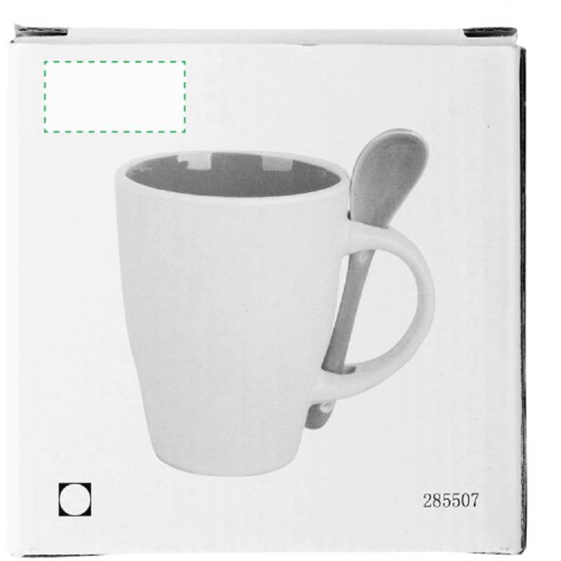 BRUNIT keramický hrnek s lžičkou v oušku, bílá a modrá BRUNIT keramický hrnek s lžičkou v oušku, bílá a modrá