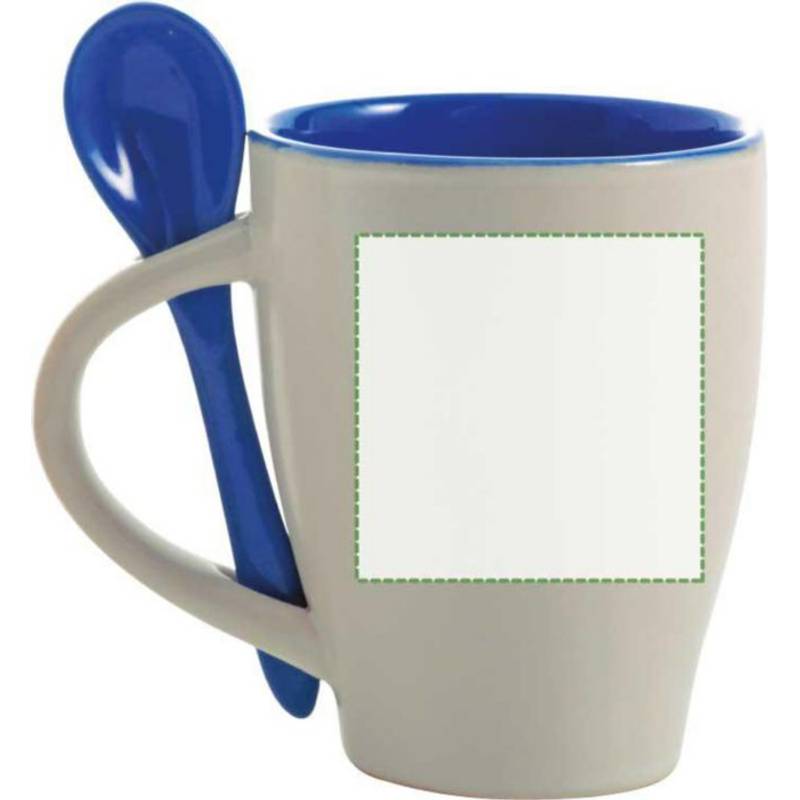 BRUNIT keramický hrnek s lžičkou v oušku, bílá a modrá BRUNIT keramický hrnek s lžičkou v oušku, bílá a modrá