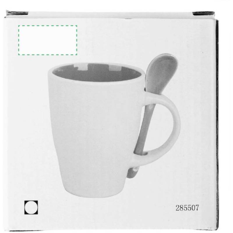 BRUNIT keramický hrnek s lžičkou v oušku, bílá a modrá BRUNIT keramický hrnek s lžičkou v oušku, bílá a modrá