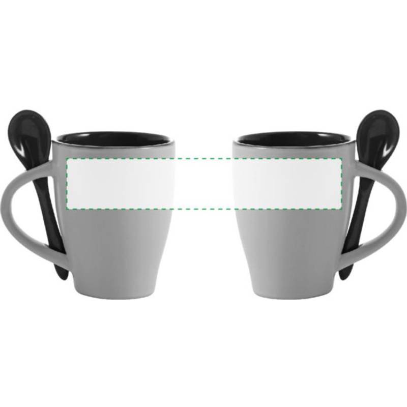 BRUNIT keramický hrnek s lžičkou v oušku, bílá a modrá BRUNIT keramický hrnek s lžičkou v oušku, bílá a modrá