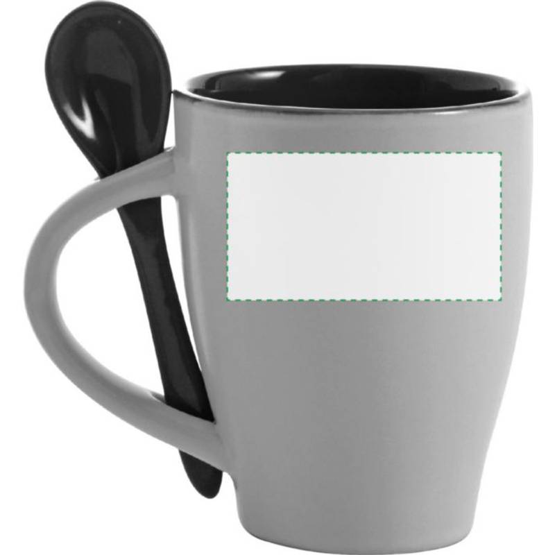 BRUNIT keramický hrnek s lžičkou v oušku, bílá a modrá BRUNIT keramický hrnek s lžičkou v oušku, bílá a modrá