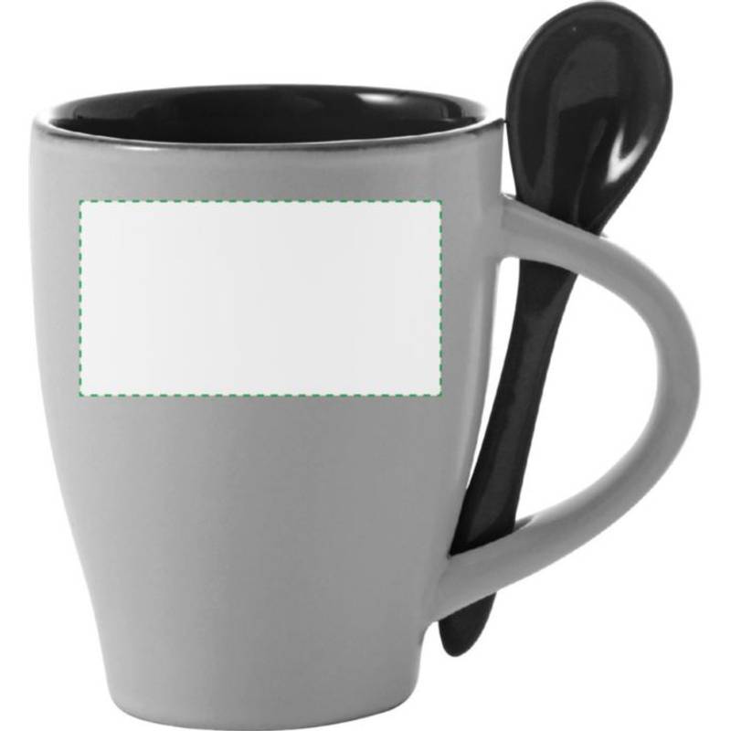 BRUNIT keramický hrnek s lžičkou v oušku, bílá a modrá BRUNIT keramický hrnek s lžičkou v oušku, bílá a modrá