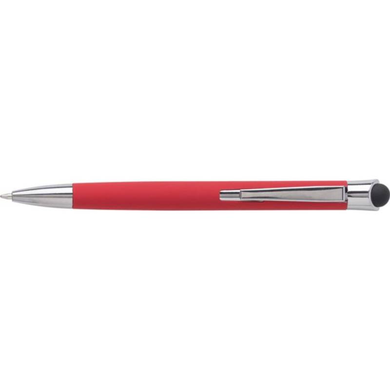 Hliníkové kuličkové pero s gumovým povrchem, černá náplň, černá Hliníkové kuličkové pero s gumovým povrchem, černá náplň, černá