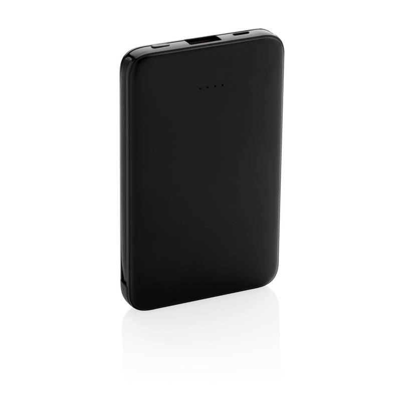 Vrecková powerbanka 5000 mAh s integrovaným káblom, čierna Vrecková powerbanka 5000 mAh s integrovaným káblom, čierna