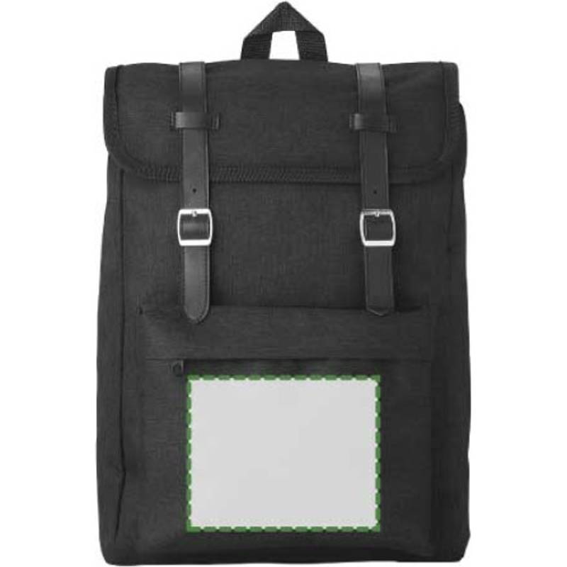 Batoh s klopou a remienkami na zapínanie, čierna Batoh s klopou a remienkami na zapínanie, čierna