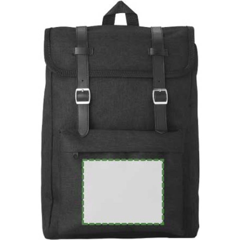 Batoh s klopou a remienkami na zapínanie, čierna Batoh s klopou a remienkami na zapínanie, čierna