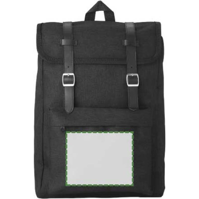 Batoh s klopou a remienkami na zapínanie, čierna Batoh s klopou a remienkami na zapínanie, čierna