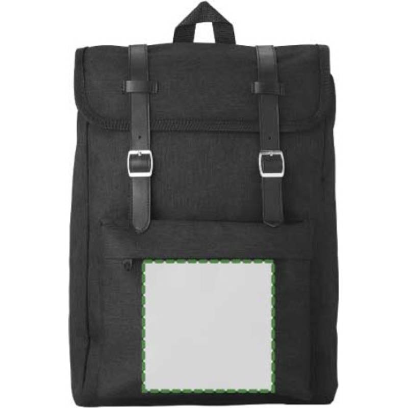 Batoh s klopou a remienkami na zapínanie, čierna Batoh s klopou a remienkami na zapínanie, čierna