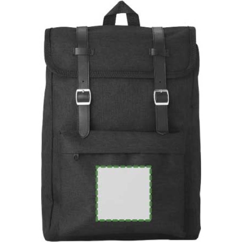 Batoh s klopou a remienkami na zapínanie, čierna Batoh s klopou a remienkami na zapínanie, čierna