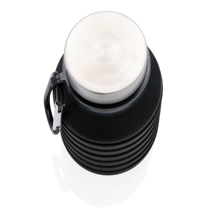 Nepriepustná silikónová skladacia fľaša, čierna Nepriepustná silikónová skladacia fľaša, čierna