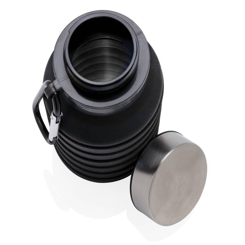 Nepriepustná silikónová skladacia fľaša, čierna Nepriepustná silikónová skladacia fľaša, čierna