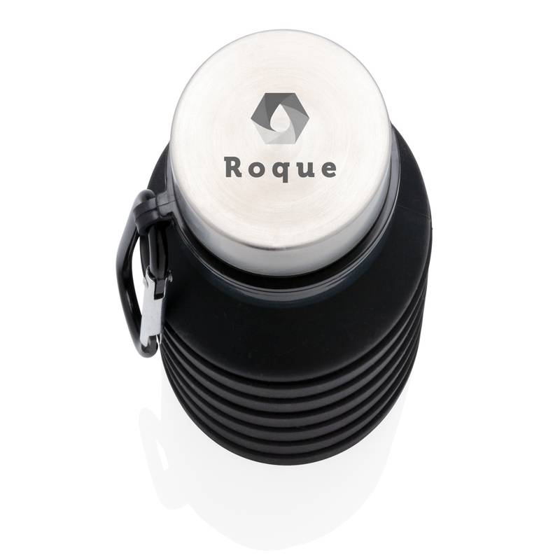 Nepriepustná silikónová skladacia fľaša, čierna Nepriepustná silikónová skladacia fľaša, čierna