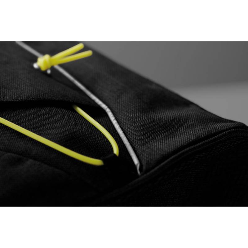 Polyesterový batoh s kontrastnými šnúrkami na prednej strane, zelená Polyesterový batoh s kontrastnými šnúrkami na prednej strane, zelená