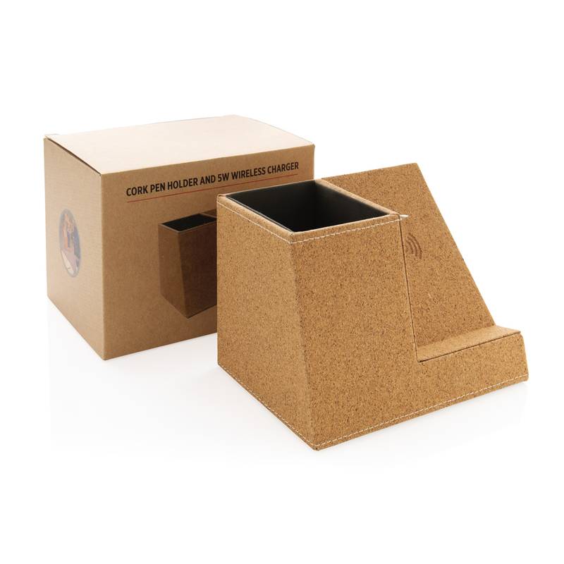Korkový stojanček na perá s bezdrôtovou nabíjačkou 5W Korkový stojanček na perá s bezdrôtovou nabíjačkou 5W