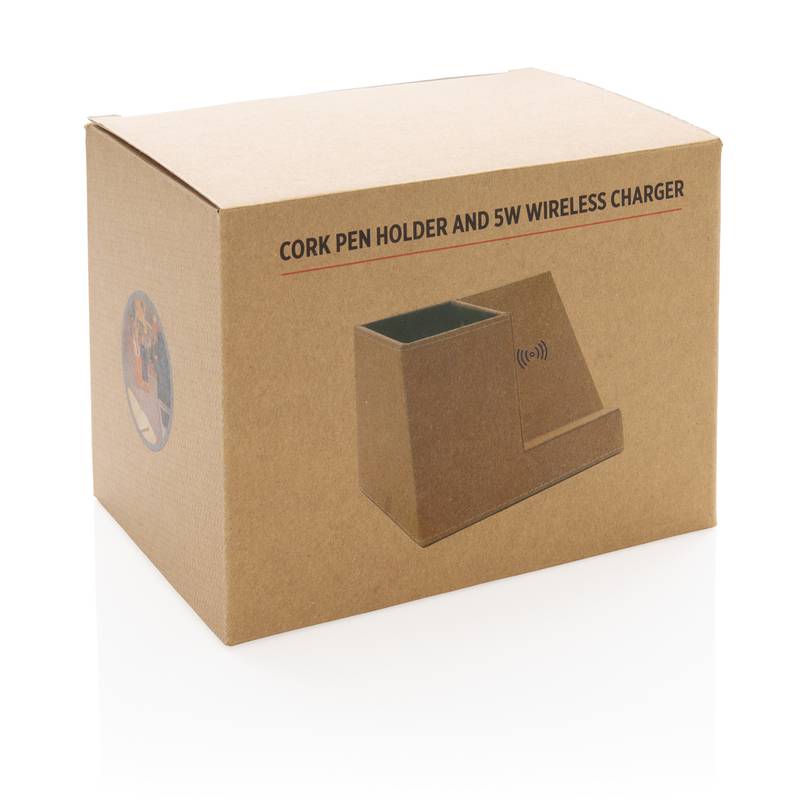 Korkový stojanček na perá s bezdrôtovou nabíjačkou 5W Korkový stojanček na perá s bezdrôtovou nabíjačkou 5W