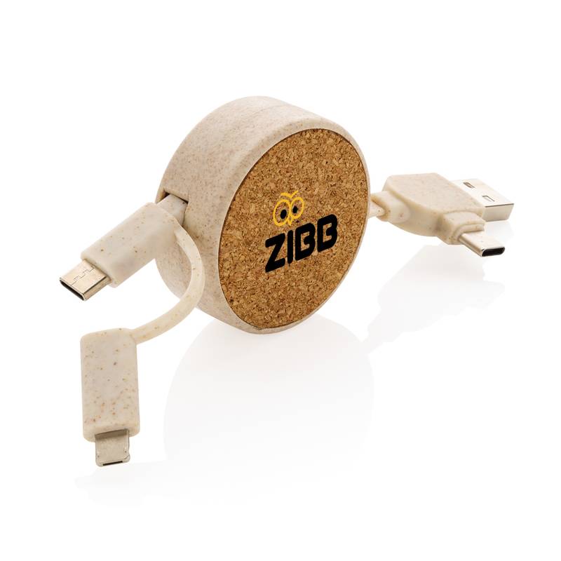 Svinovací kabel 6 v 1 z korku a pšenice Svinovací kabel 6 v 1 z korku a pšenice