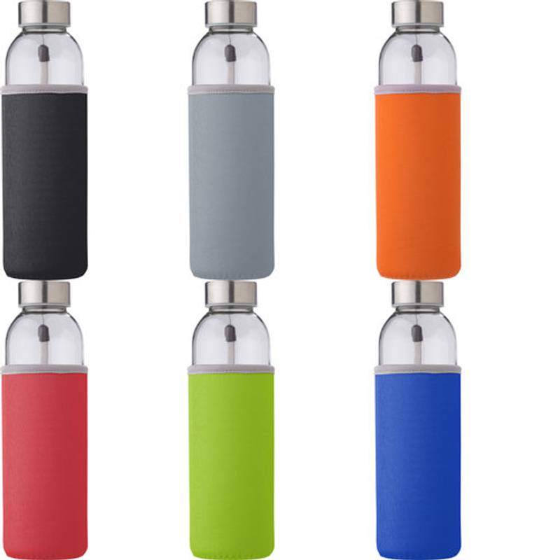 Skleněná láhev 500 ml s neoprenovým pouzdrem, oranžová Skleněná láhev 500 ml s neoprenovým pouzdrem, oranžová