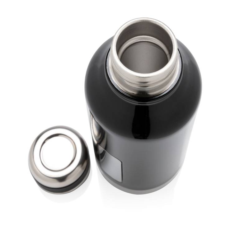 Nepriepustná termo fľaša s plieškom na logo, biela Nepriepustná termo fľaša s plieškom na logo, biela