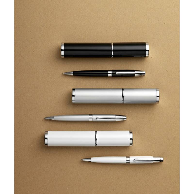 Kovové kuličkové pero v pouzdře, černá Kovové kuličkové pero v pouzdře, černá