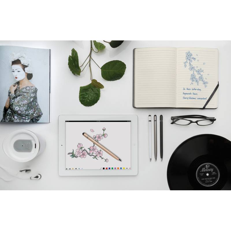 ZOBI kovové kuličkové pero se stylusem, modrá náplň, bílá ZOBI kovové kuličkové pero se stylusem, modrá náplň, bílá