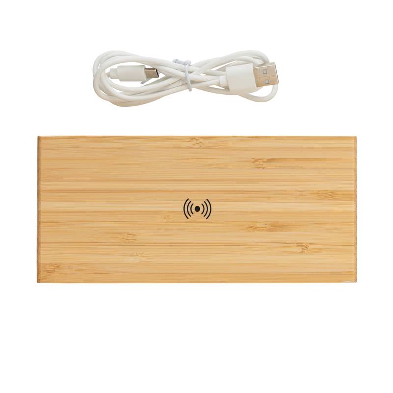 Bambusové digitálne hodiny s bezdrôtovou nabíjačkou 5W, hnedá Bambusové digitálne hodiny s bezdrôtovou nabíjačkou 5W, hnedá