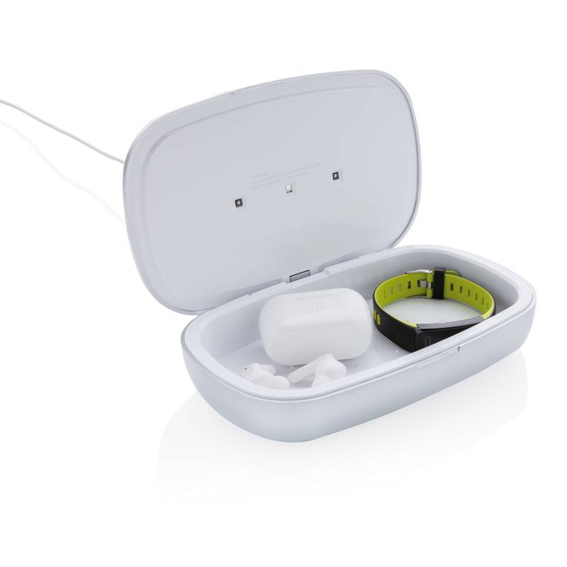 UV-C sterilizačný box s bezdrôtovým nabíjaním, sivá