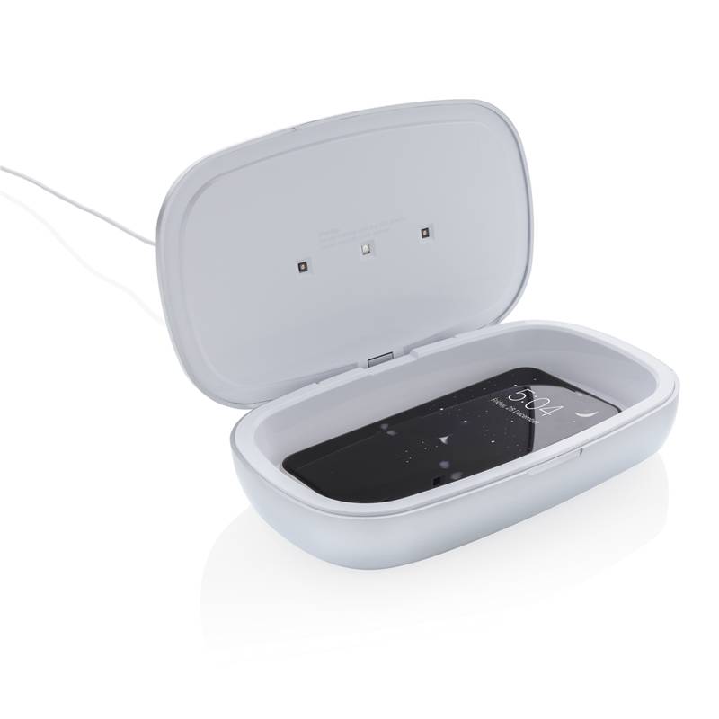 UV-C sterilizačný box s bezdrôtovým nabíjaním, sivá