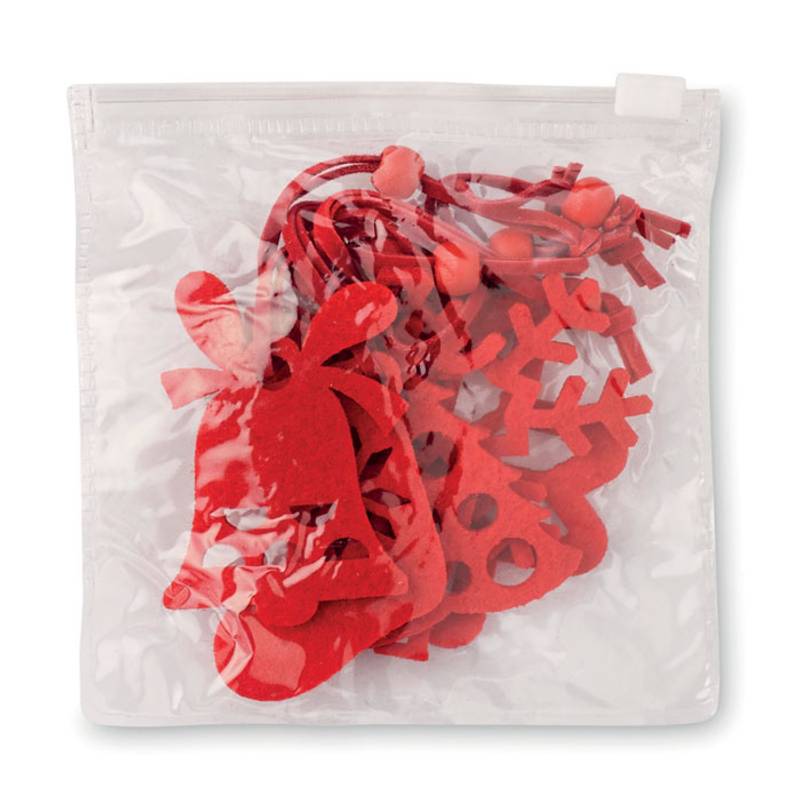 Sada 6 červených plstených ozdôb Sada 6 červených plstených ozdôb