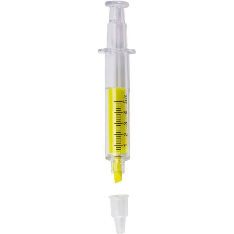 Zvýrazňovač ve tvaru injekční stříkačky, žlutá Zvýrazňovač ve tvaru injekční stříkačky, žlutá