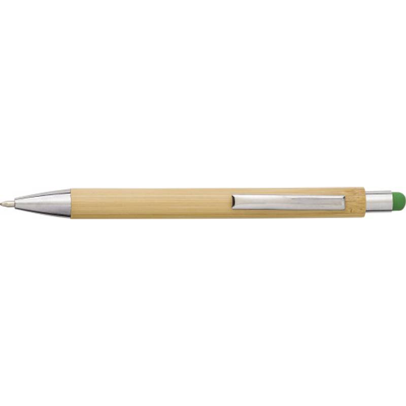 Bambusové, plastové kuličkové pero, žlutá